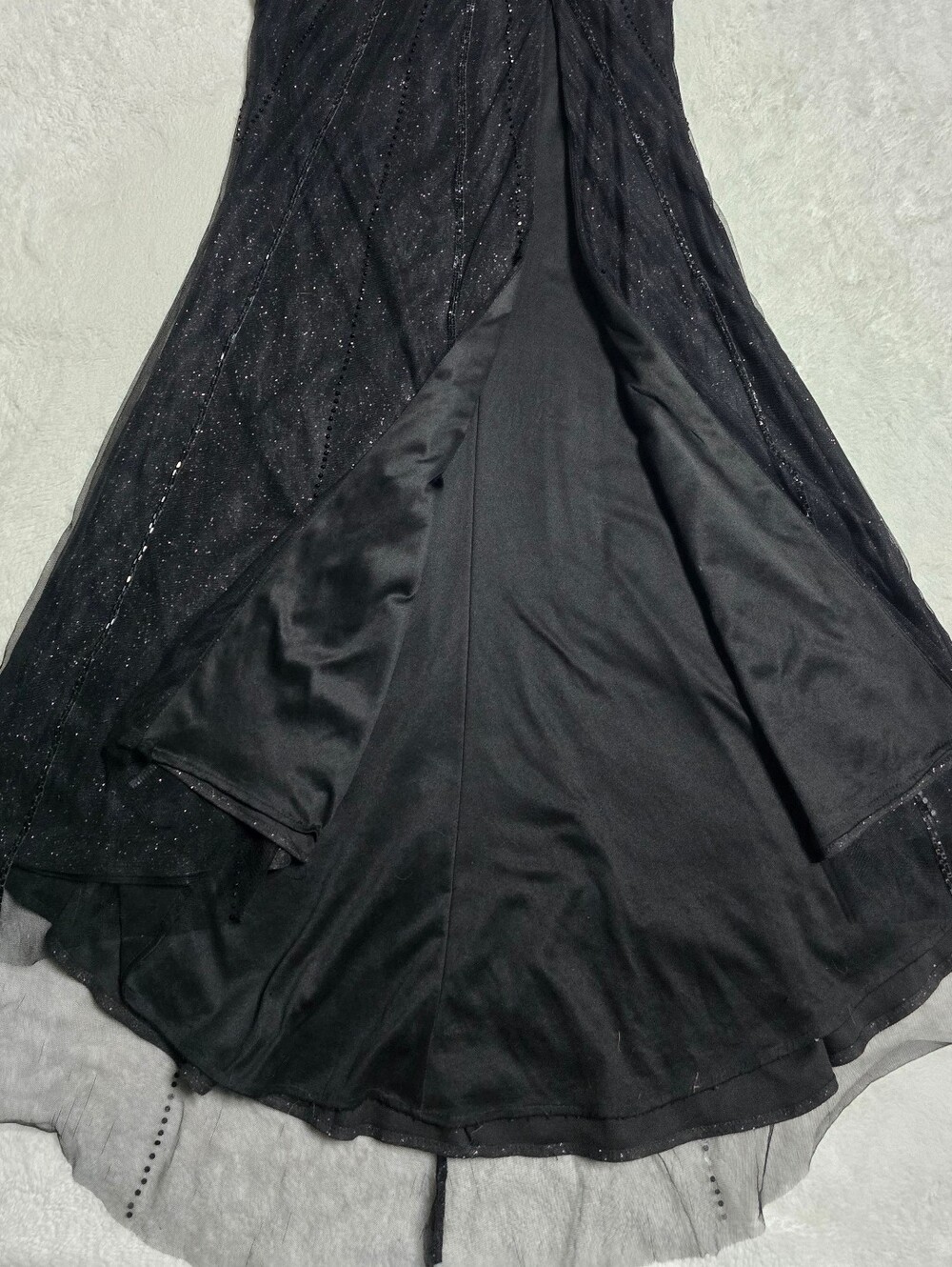 Gianni Bini GB Black Sequin Long Split Dress Size 3 Mesh Back NWT Cocktail Prom - Picture 8 of 16